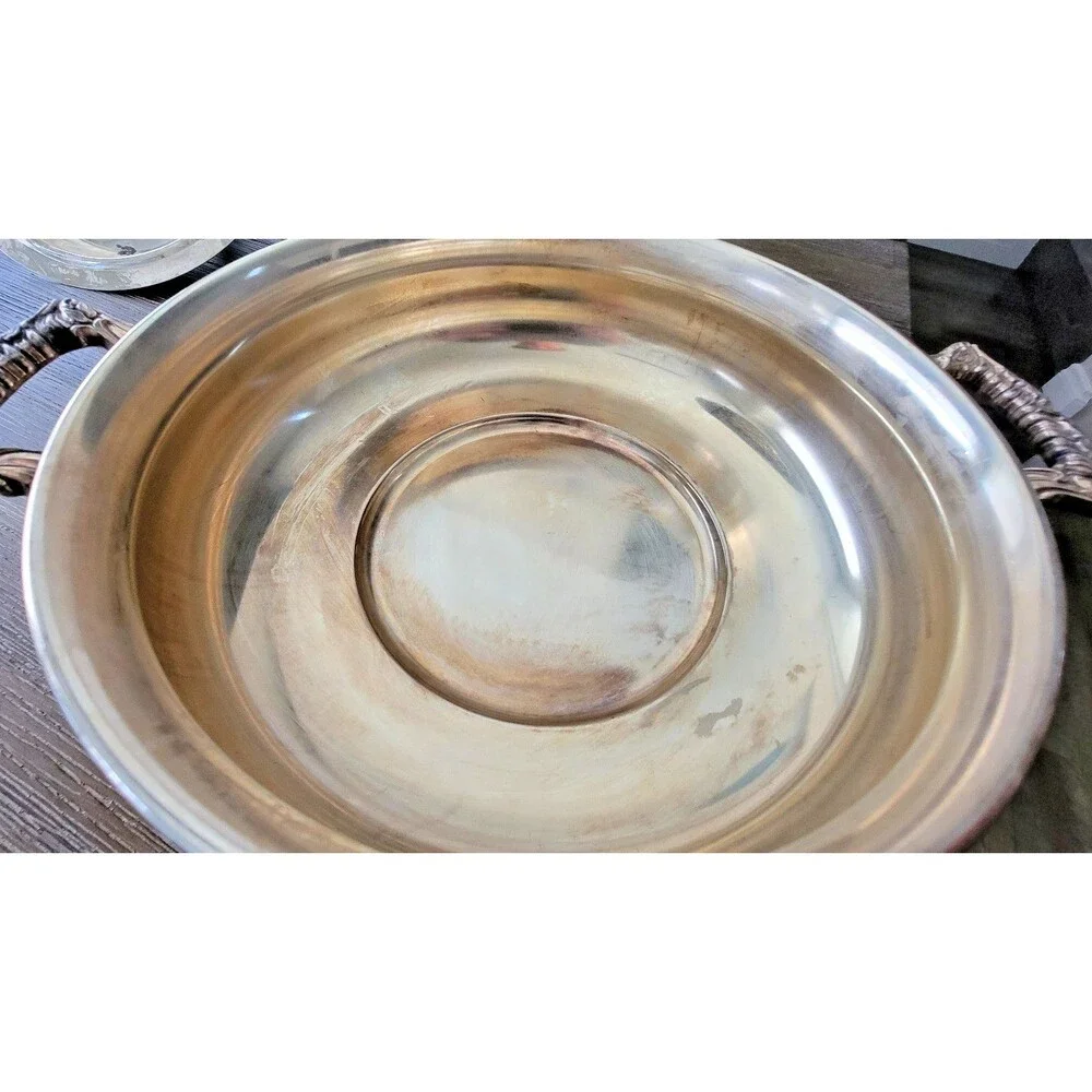 Vintage WM Rogers Silver Plated Casserole Serving Dish w/ Lid #963 Tarnish Wear - Picture 8 of 10